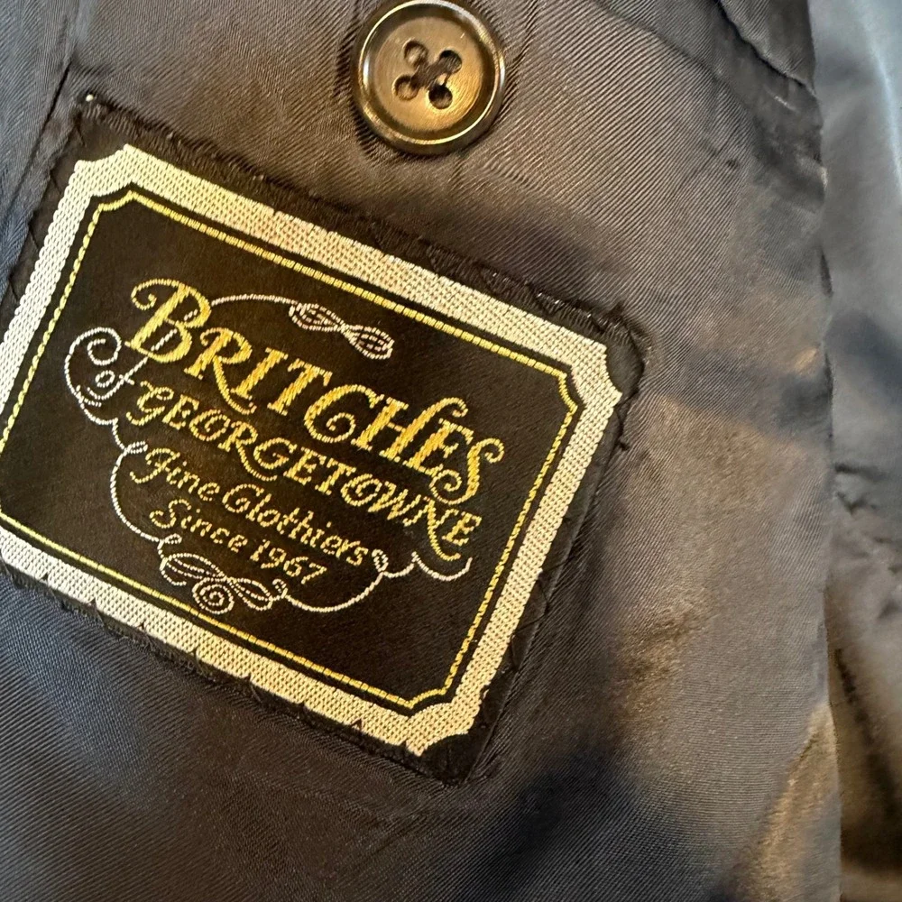 Britches of Georgetowne Loro Piana Wool Pinstripe Blazer Mens 46R Navy Hilton